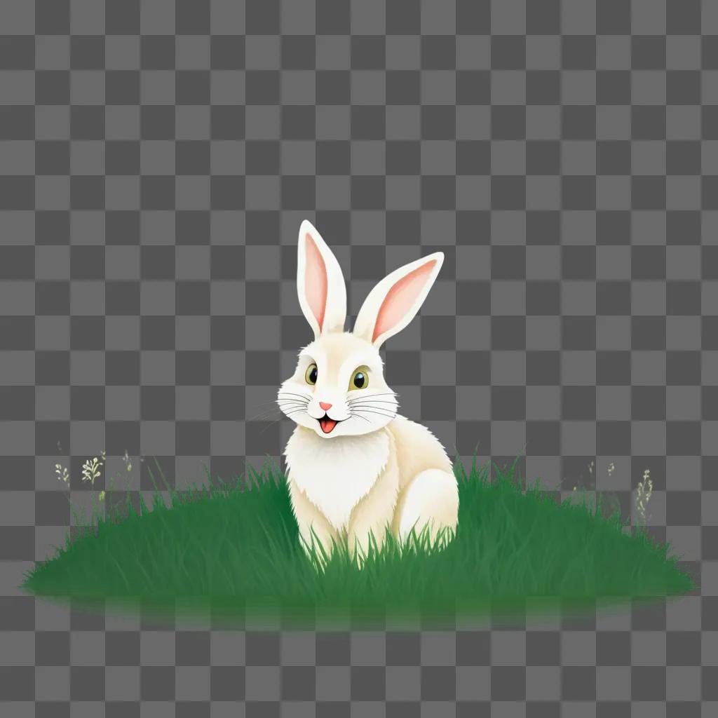 white rabbit drawing with a green background