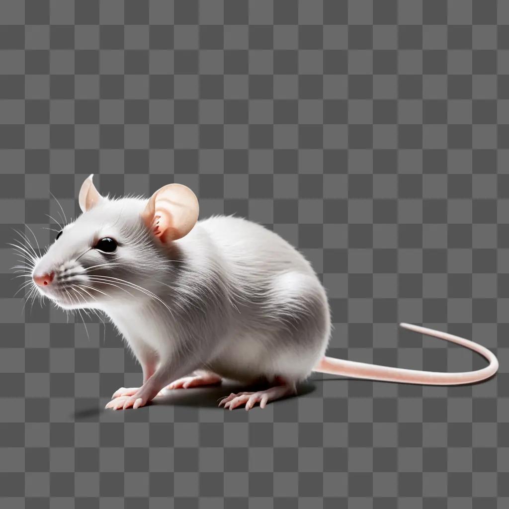 white rat is transparent and sitting on a grey surface