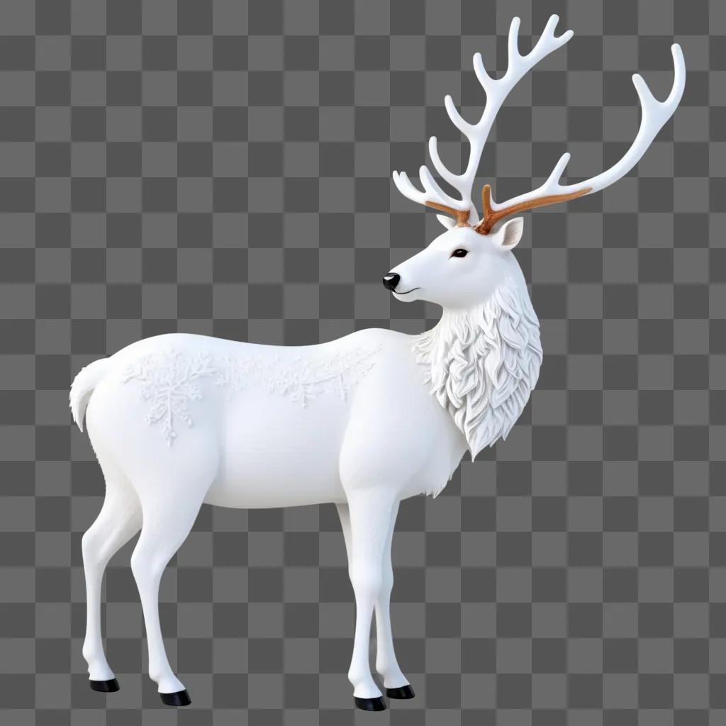 white reindeer stands against a white background