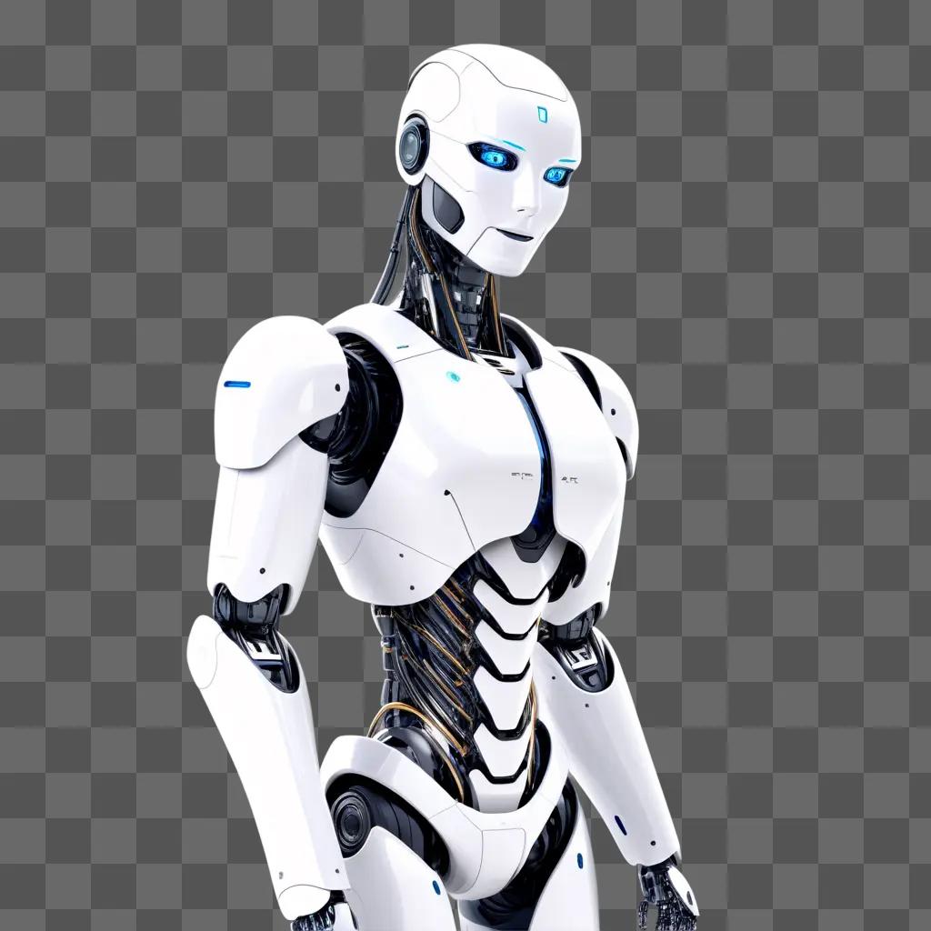 white robot with blue eyes and a white collar