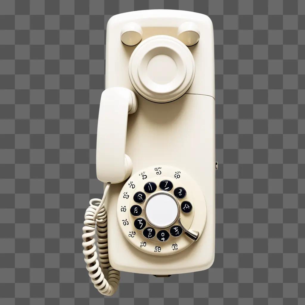 white rotary phone with a cord