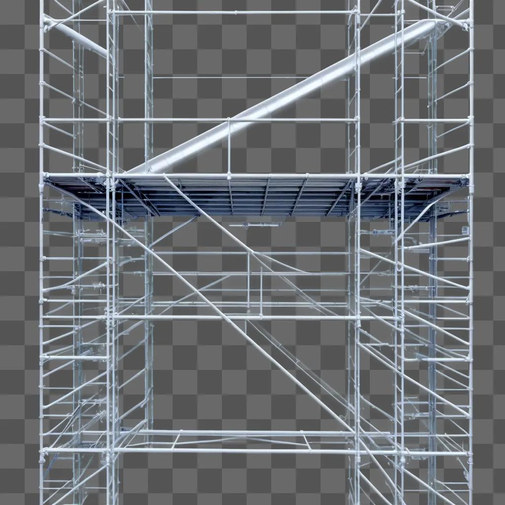 white scaffolding structure against a blue wall