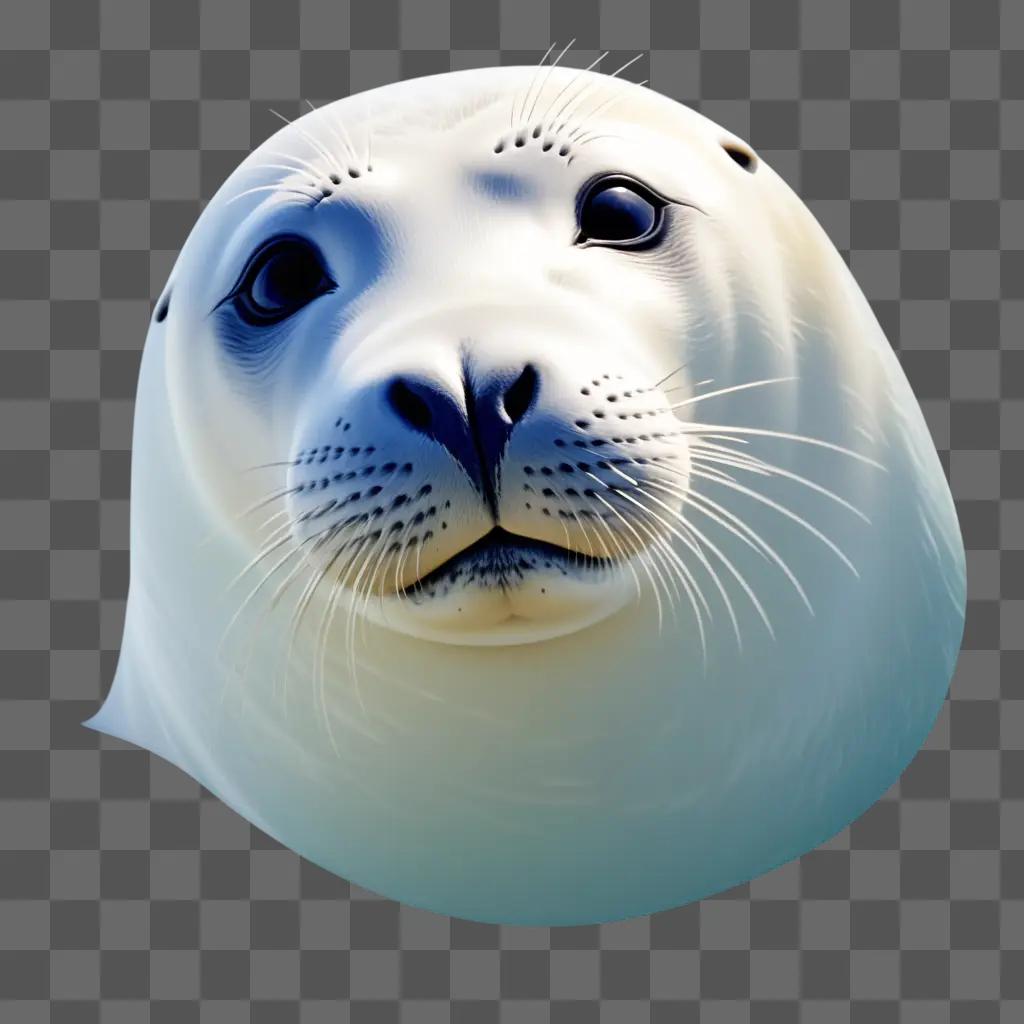 white seals head is shown in a digital image