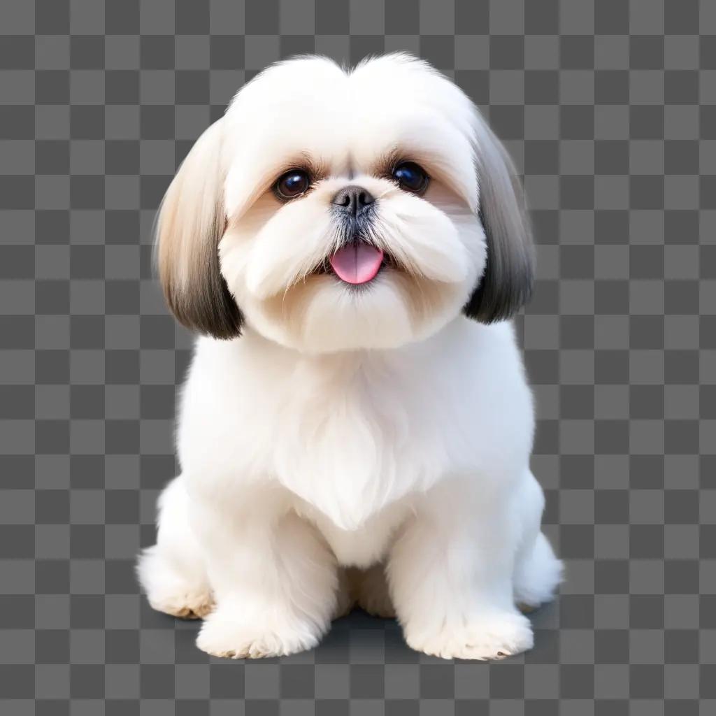 white shih tzu dog with a pink tongue