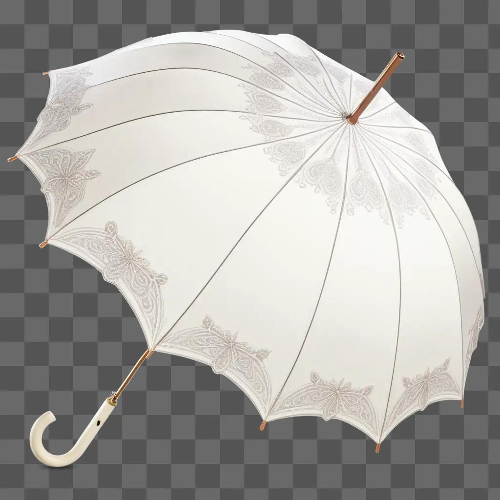 white sketch umbrella with a lace design