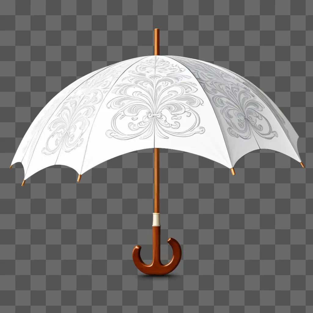 white sketch umbrella with ornate patterns