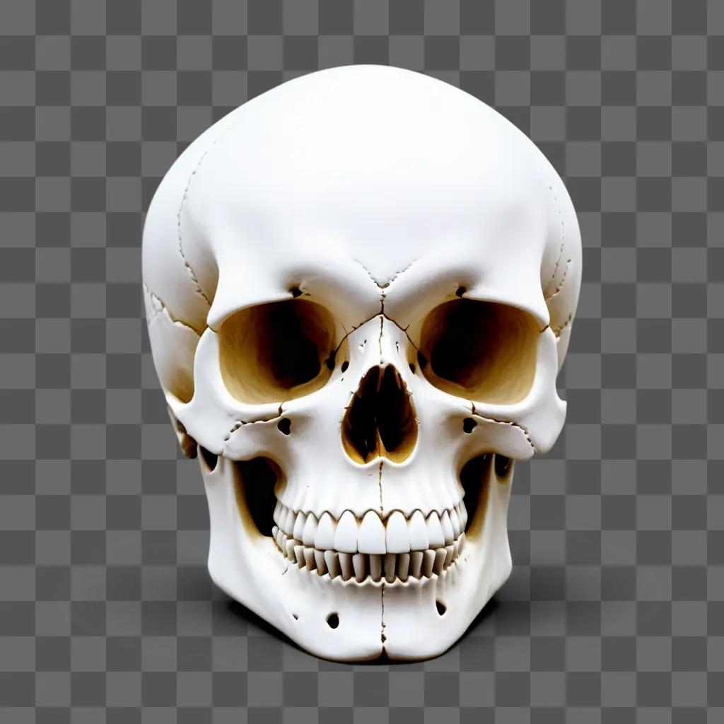 white skull with a black mouth and nose