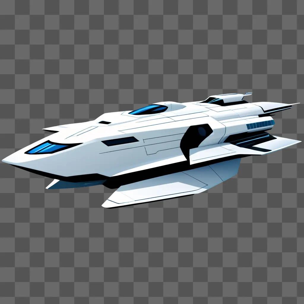 white spaceship with blue and black accents