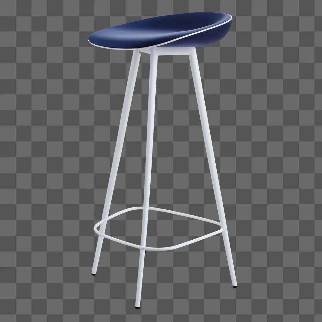 white stool with blue seat on a gray background