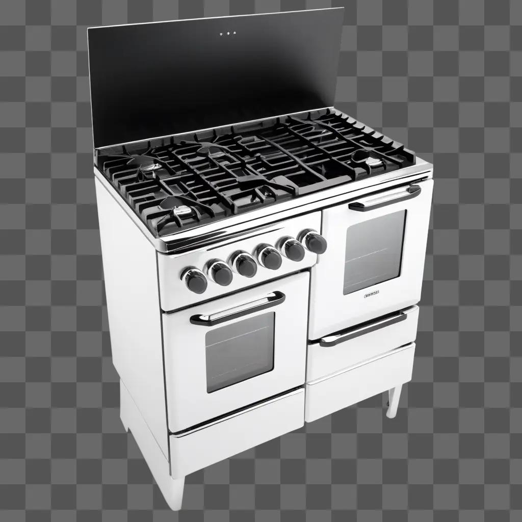 white stove with black knobs and black burners