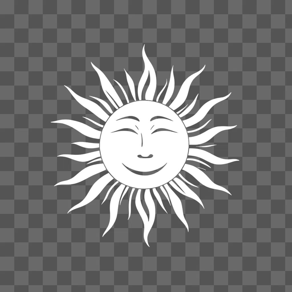 white sun with a smiling face