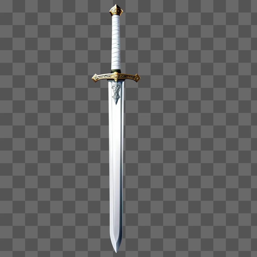 white sword with gold trim