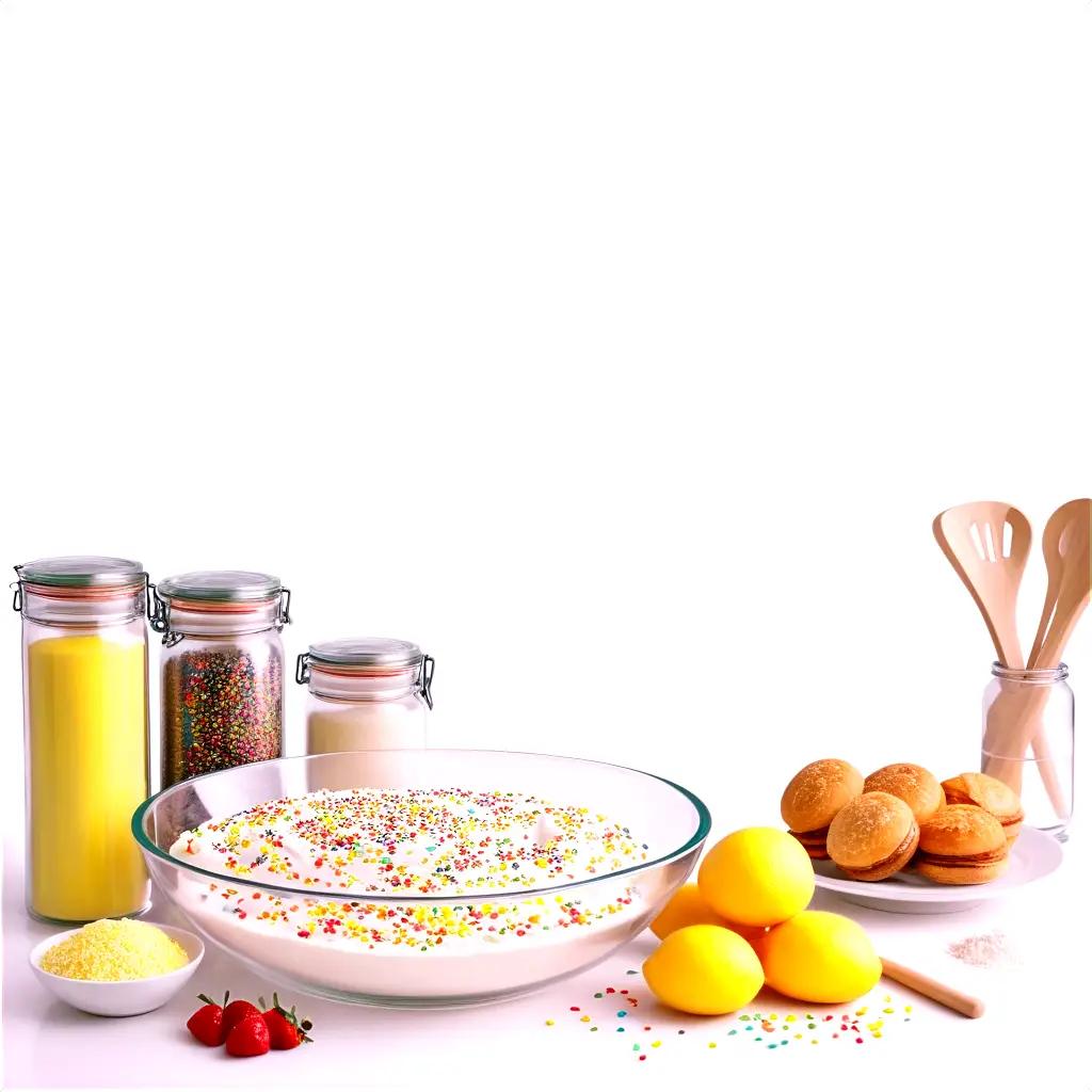 white table holding a variety of baking ingredients