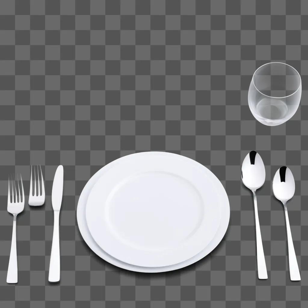 white table top with silverware and glass