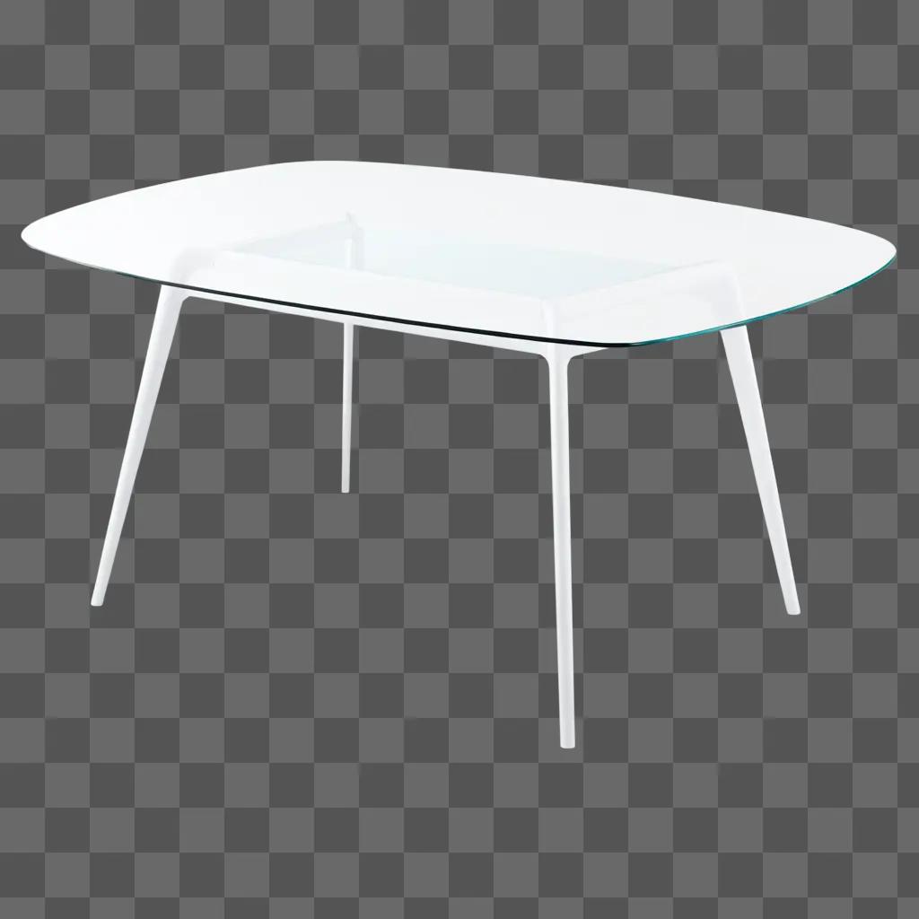 white table with a transparent top on a white background