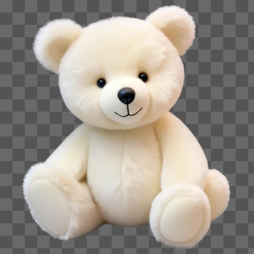 white teddy bear sits alone on a white surface