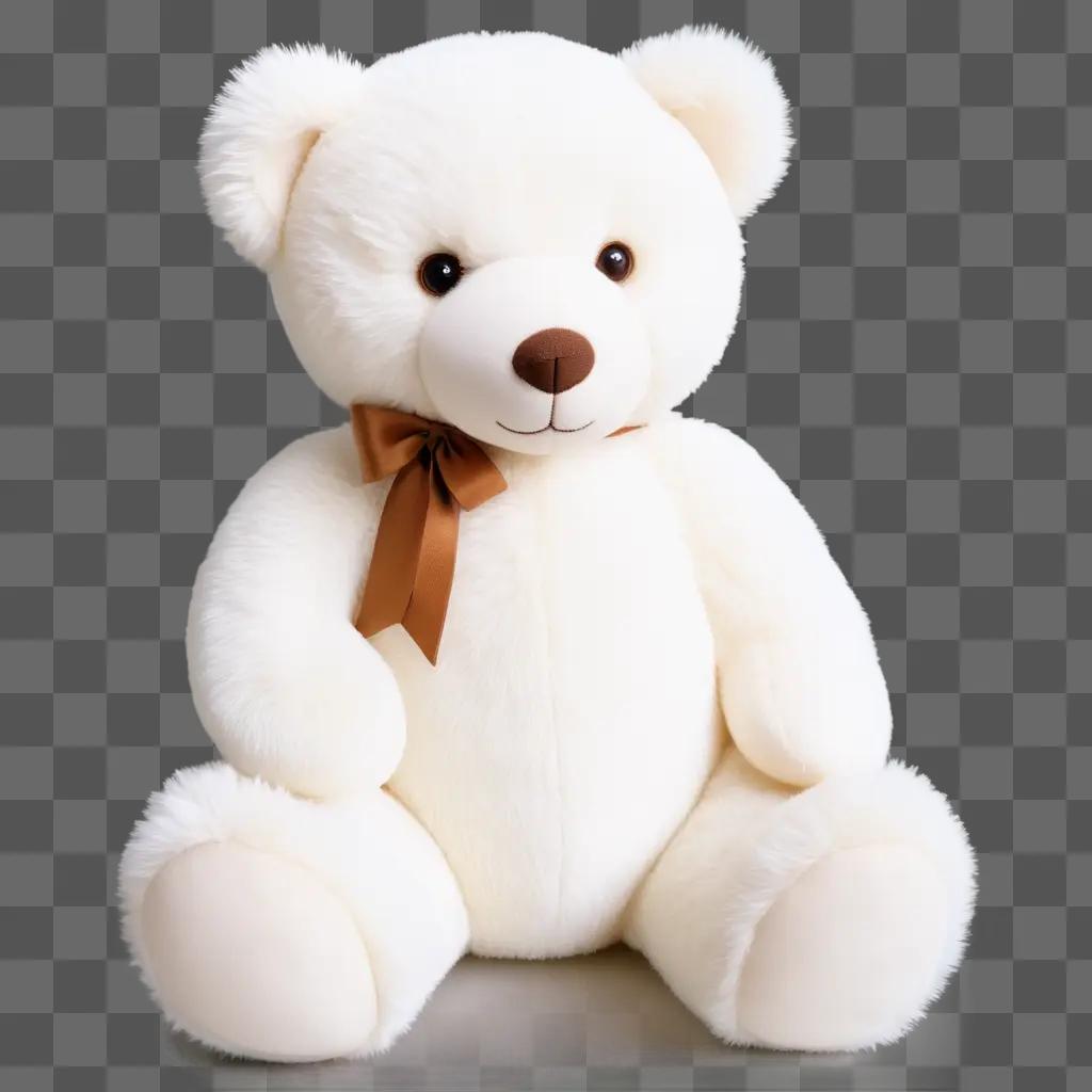 white teddy bear sits alone on a white surface