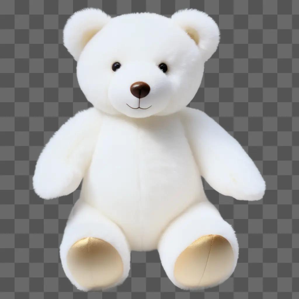 white teddy bear sitting on a white background