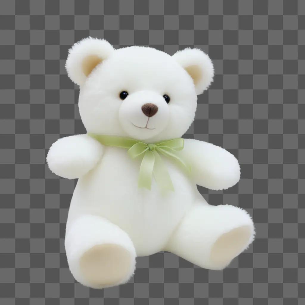 white teddy bear with a transparent bow tie