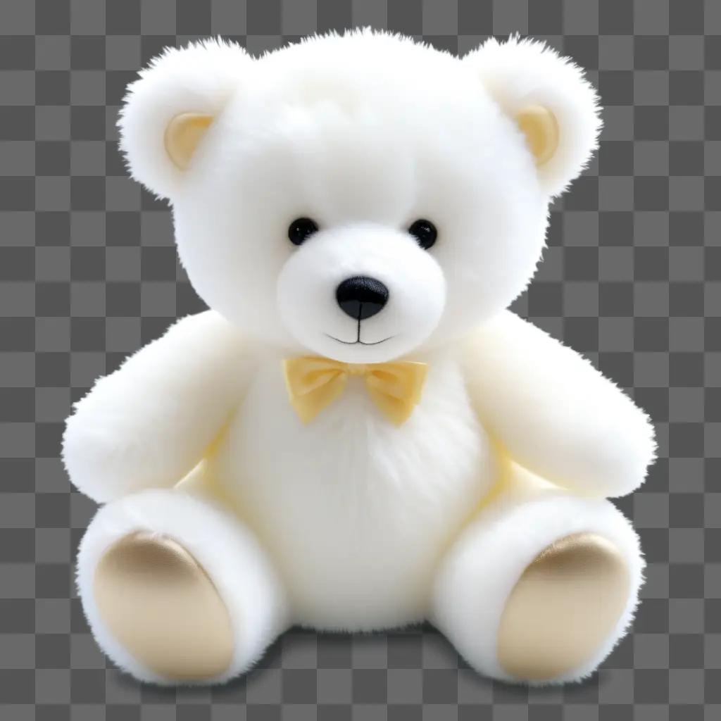 white teddy bear with a transparent bow tie