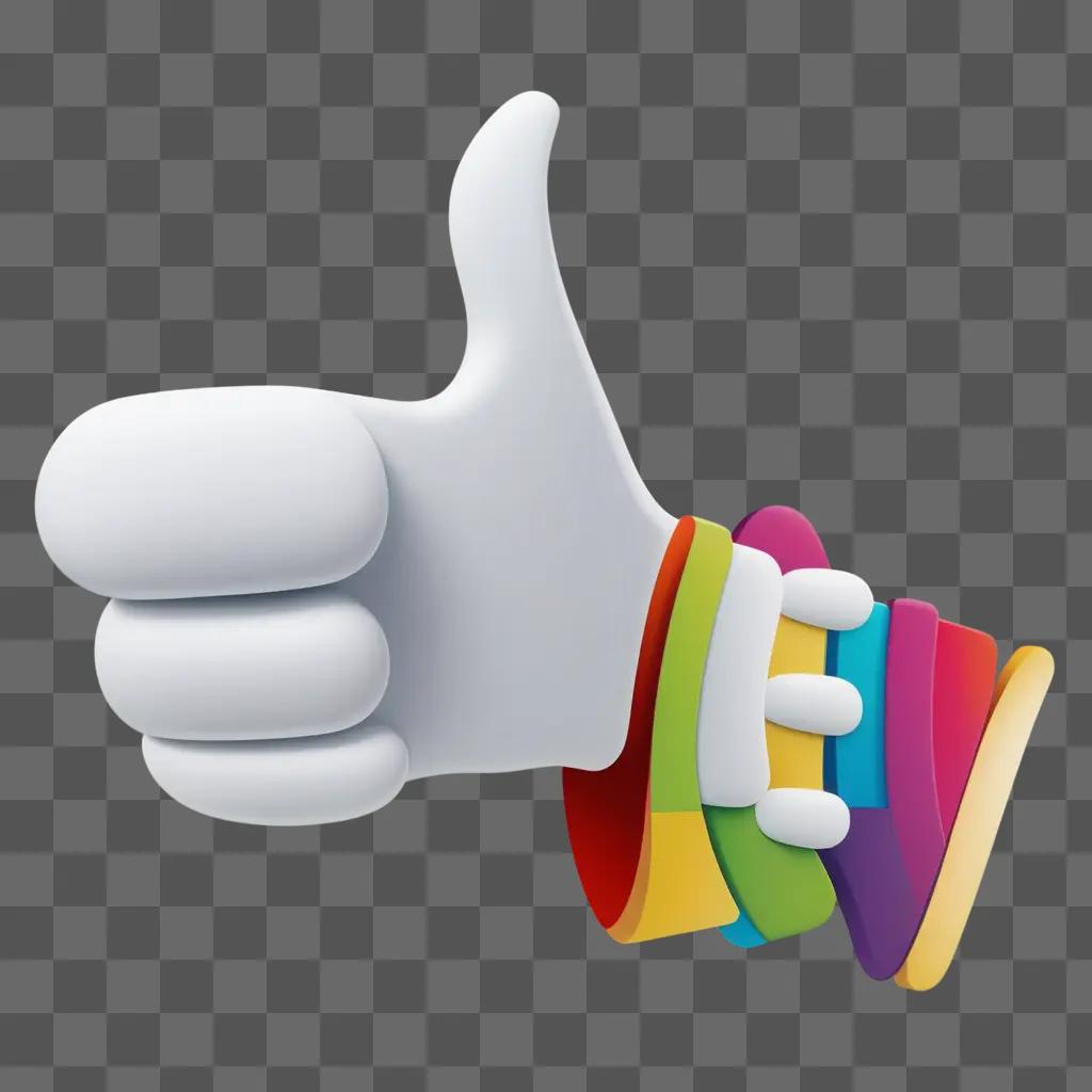 white thumb up with colorful letters