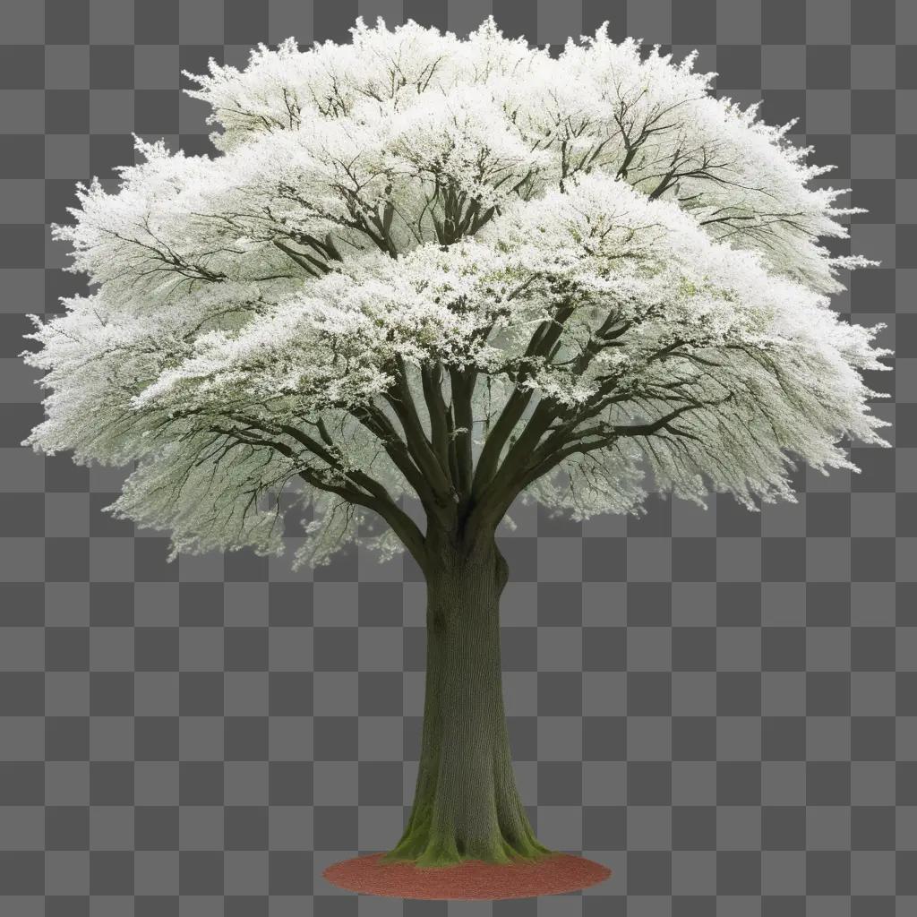 white tree with a red base