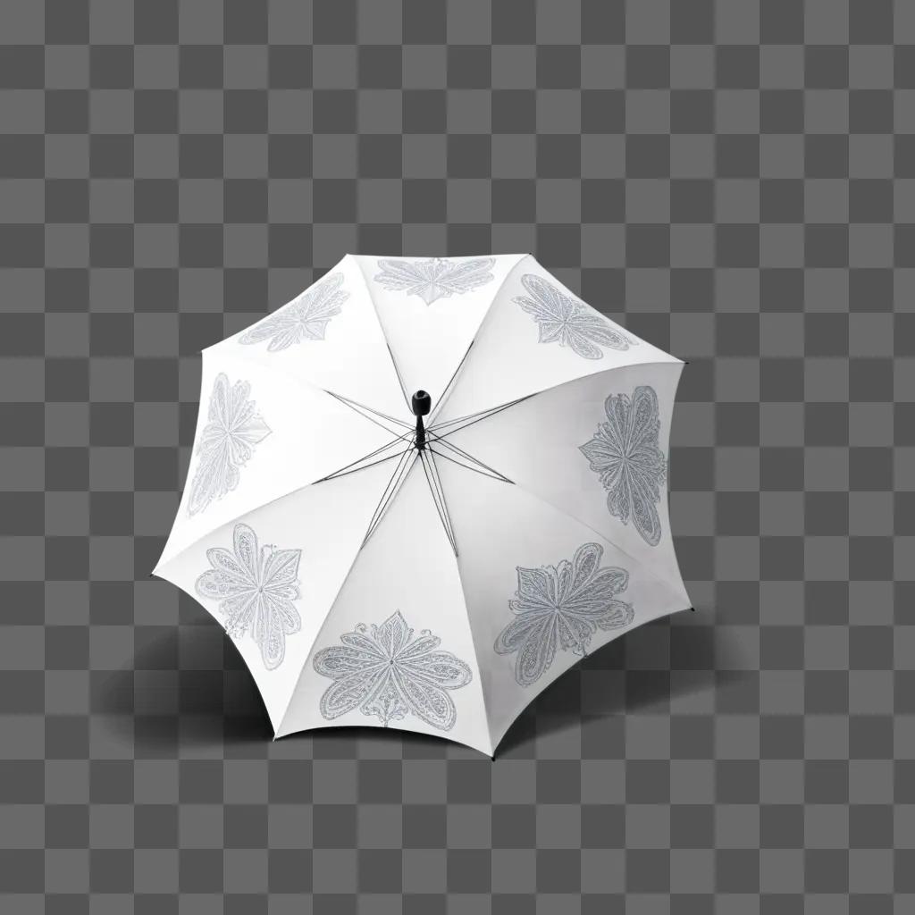 white umbrella with a floral design is depicted in a sketch