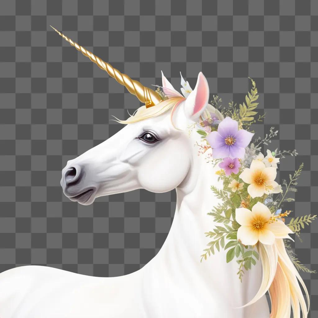 white unicorn with a golden horn