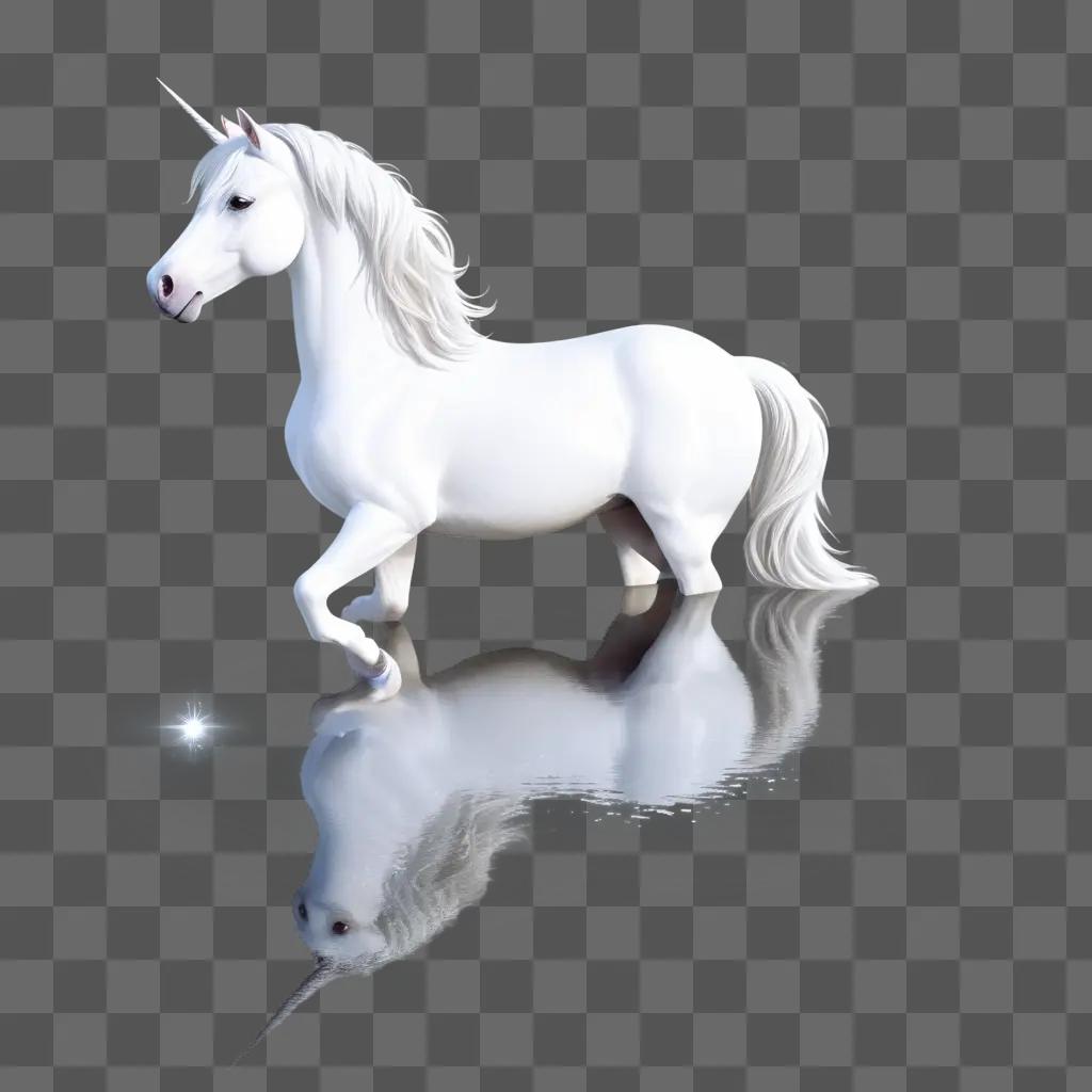 white unicorn with a sparkling reflection