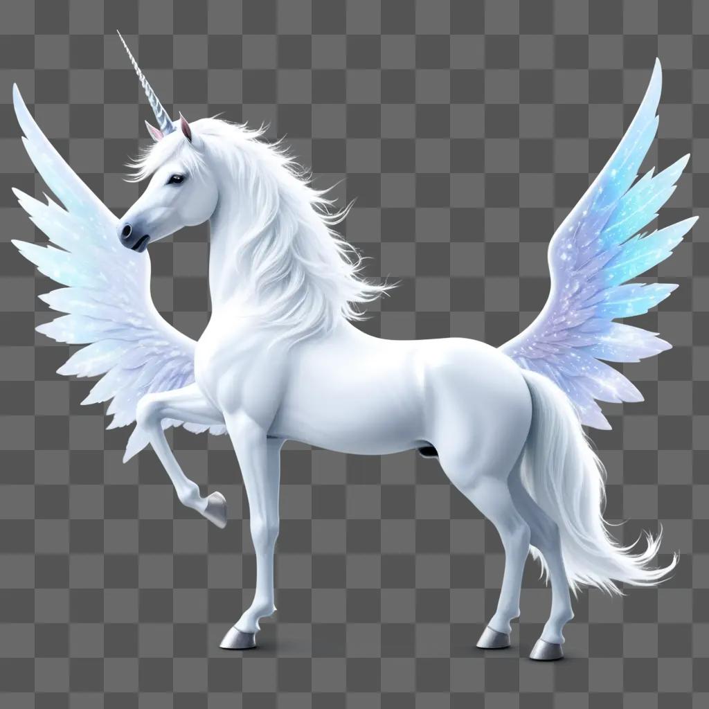 white unicorn with blue wings and a silver horn