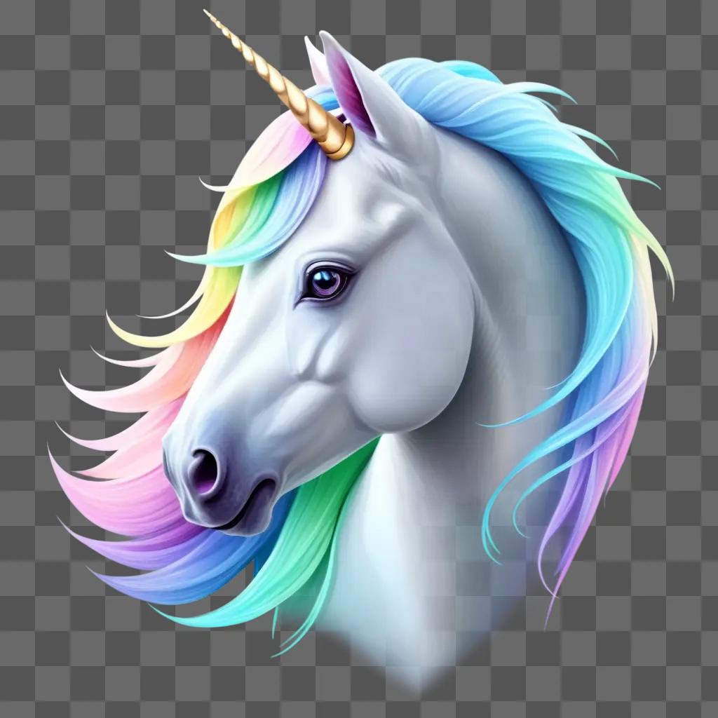 white unicorn with rainbow mane and horn