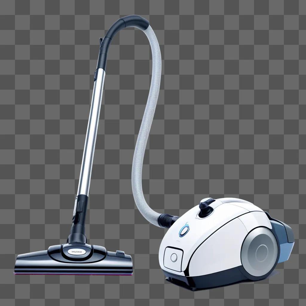 white vacuum cleaner is shown with a hose