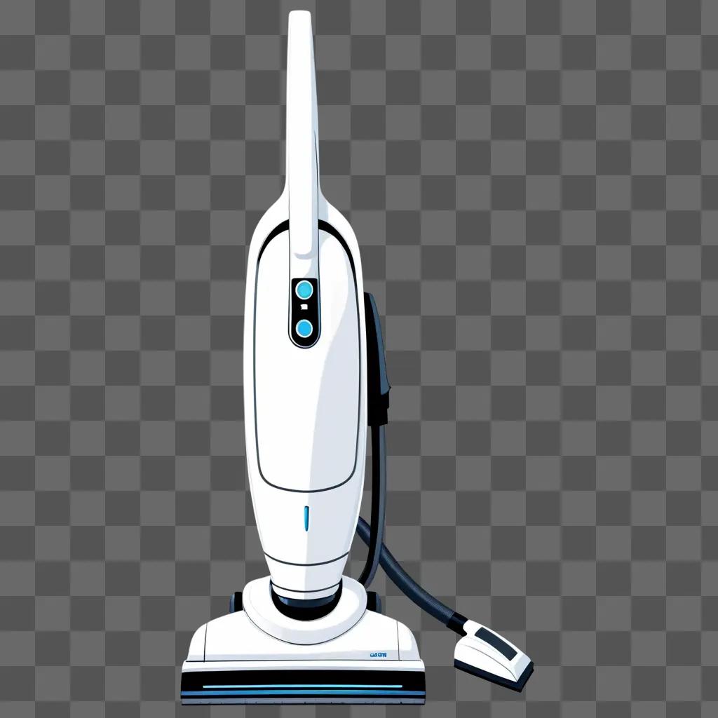 white vacuum cleaner with blue handles on a gray background