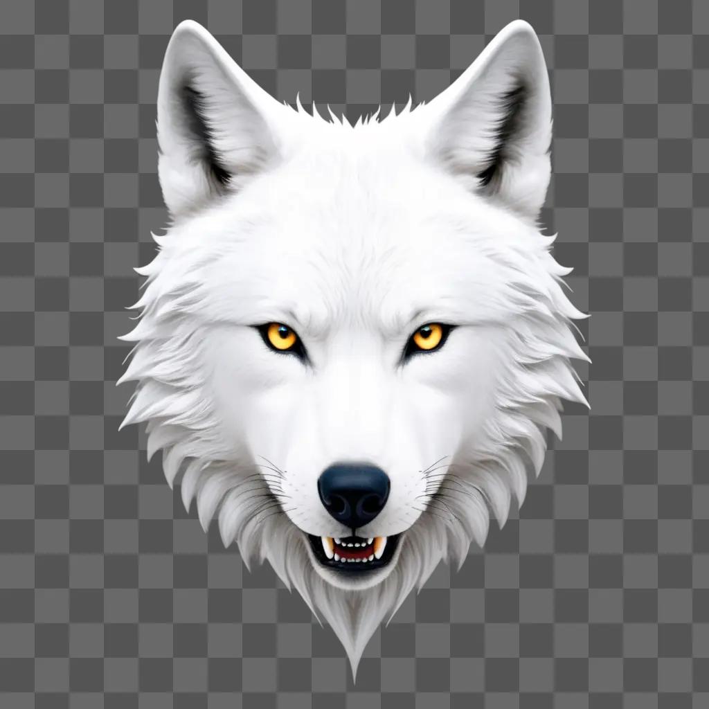 white wolf head on a gray background