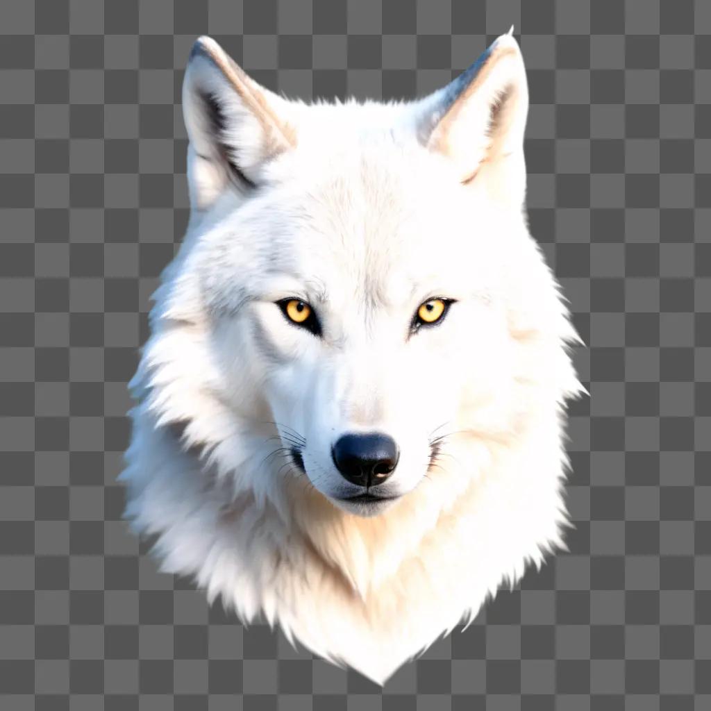 white wolf head on a gray background