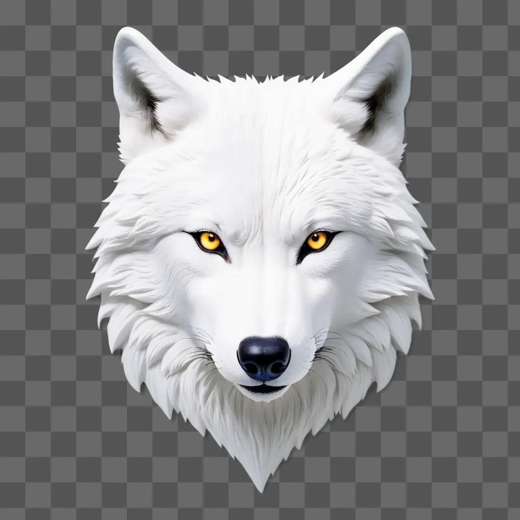 white wolf head sculpture on a gray background