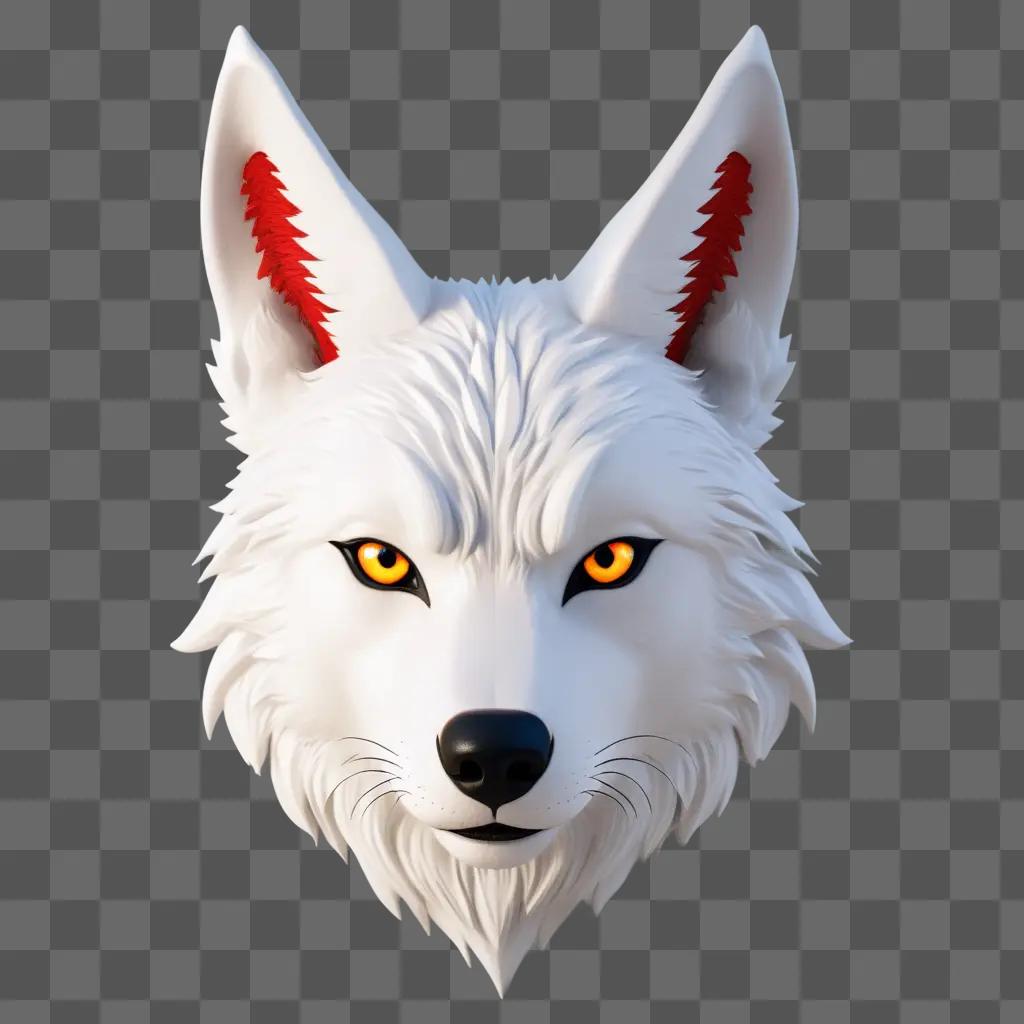 white wolf with glowing eyes and red ears