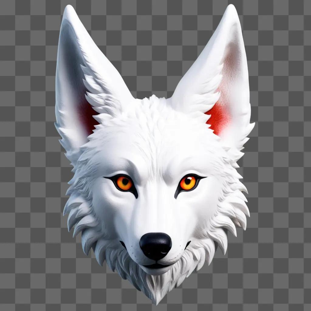 white wolf with red ears and eyes