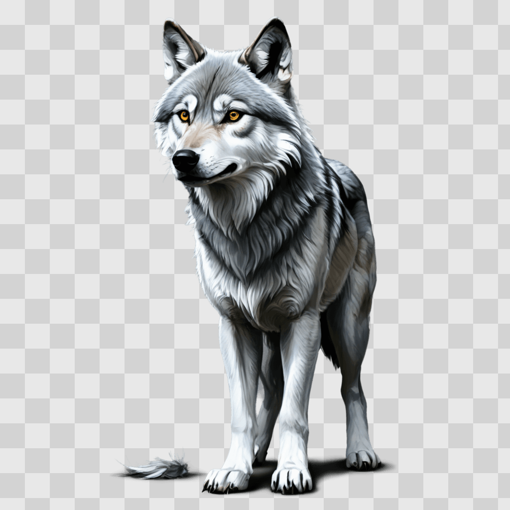 wolf drawing for kids A gray wolf stares off into the distance