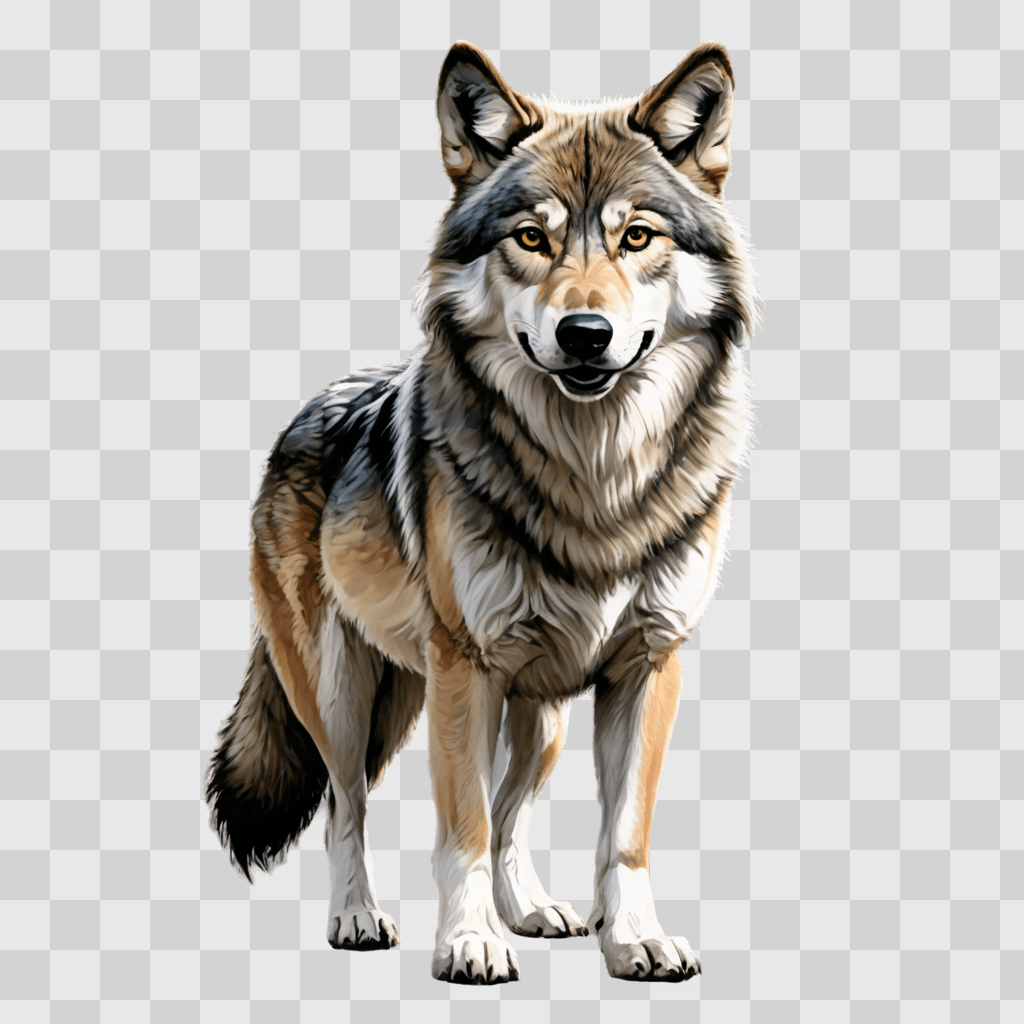 wolf drawing for kids A wolf standing in front of a gray background