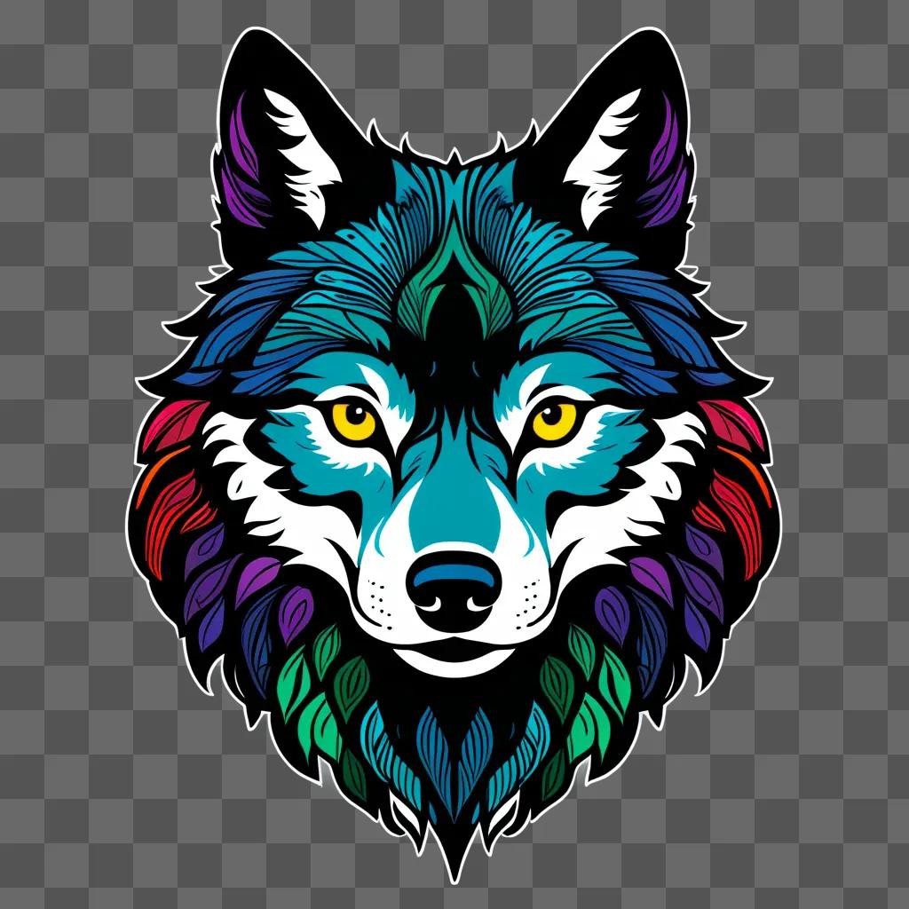 wolf drawing is colorful and detailed