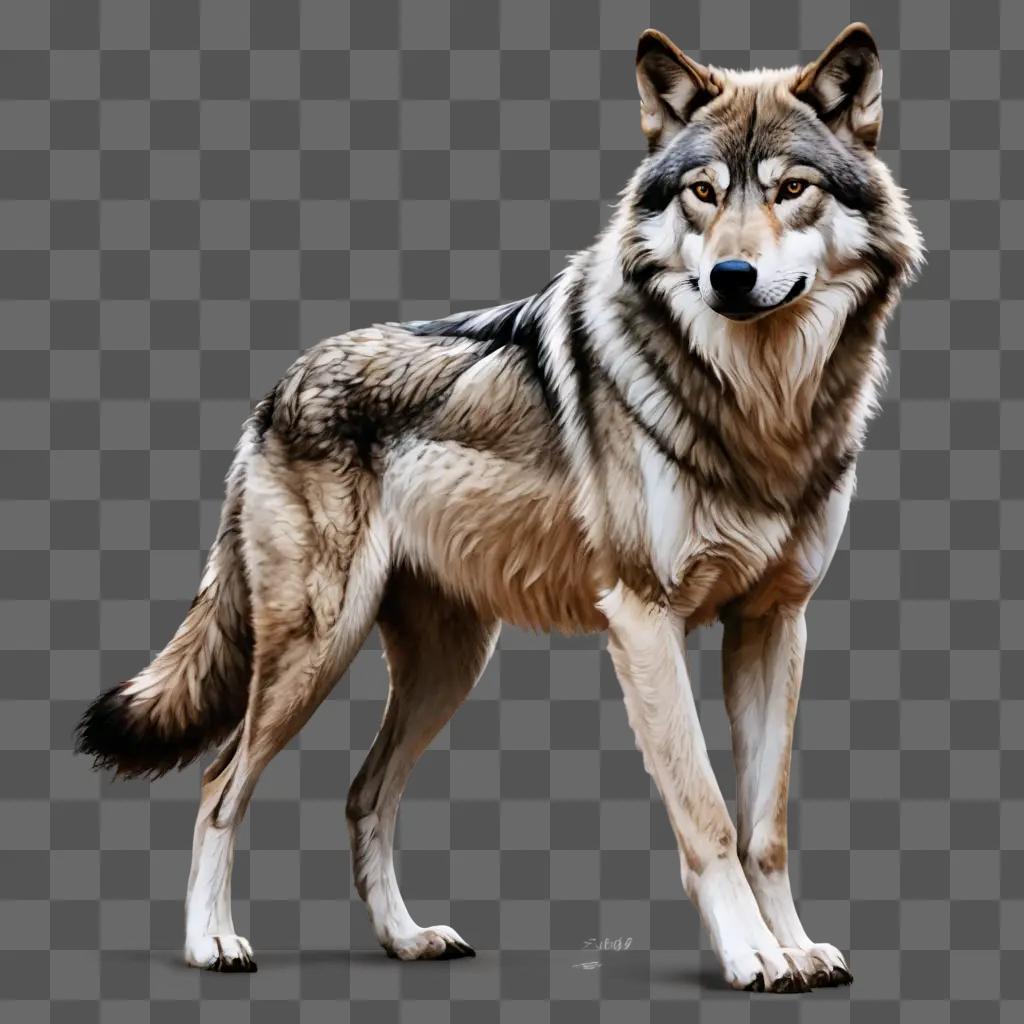 wolf drawing realistic A wolf standing on a brown ground