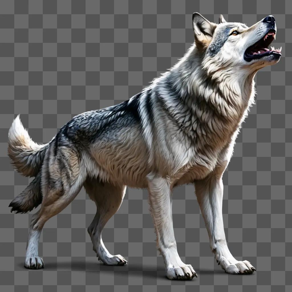 wolf drawing realistic A wolf standing on a grey background