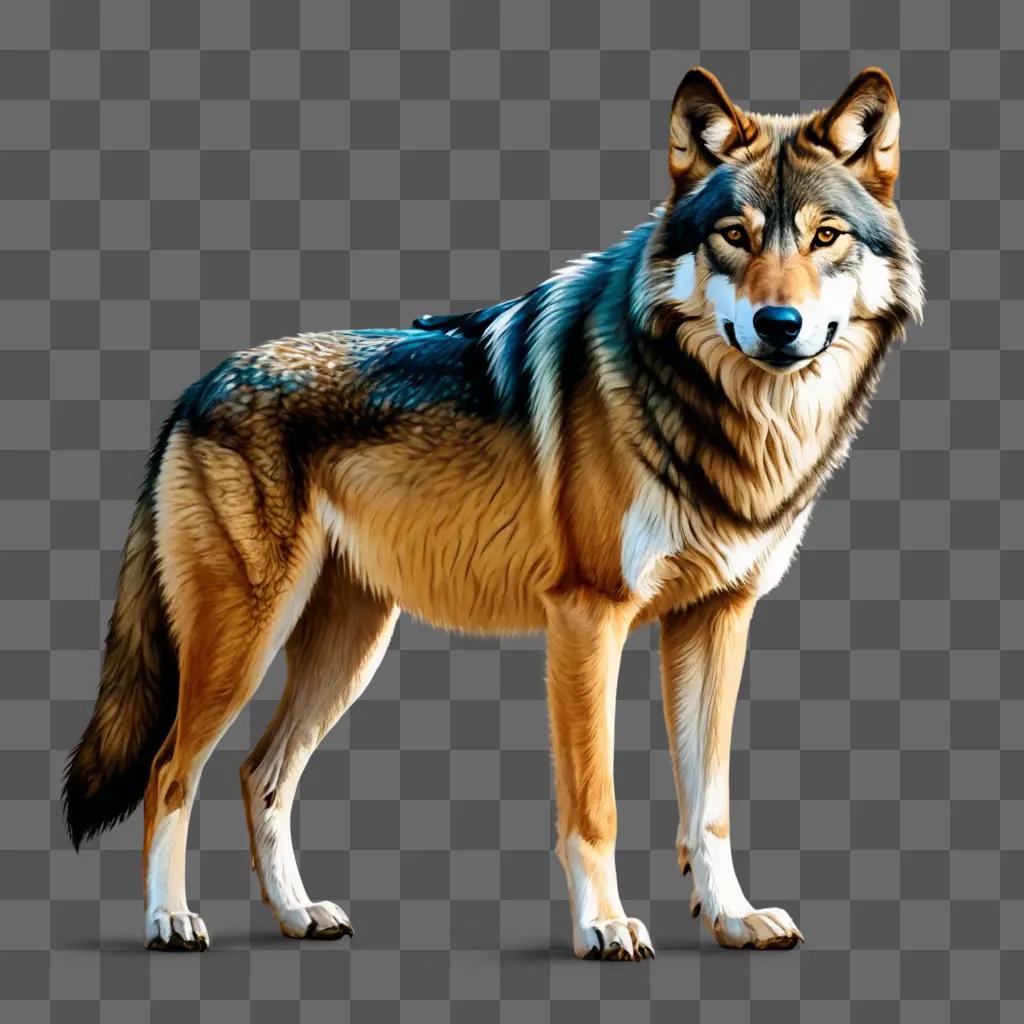 wolf drawing realistic A wolf stands against a brown background