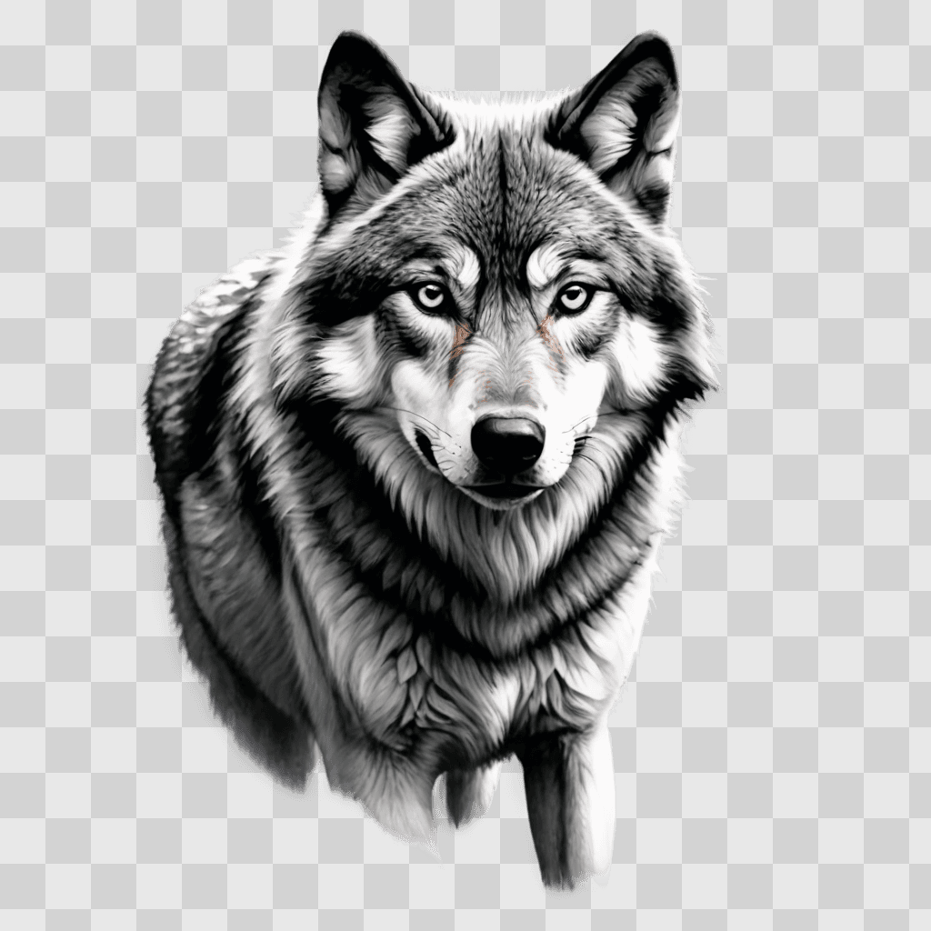 wolf drawing realistic Gray wolf in artistic sketch against gray background