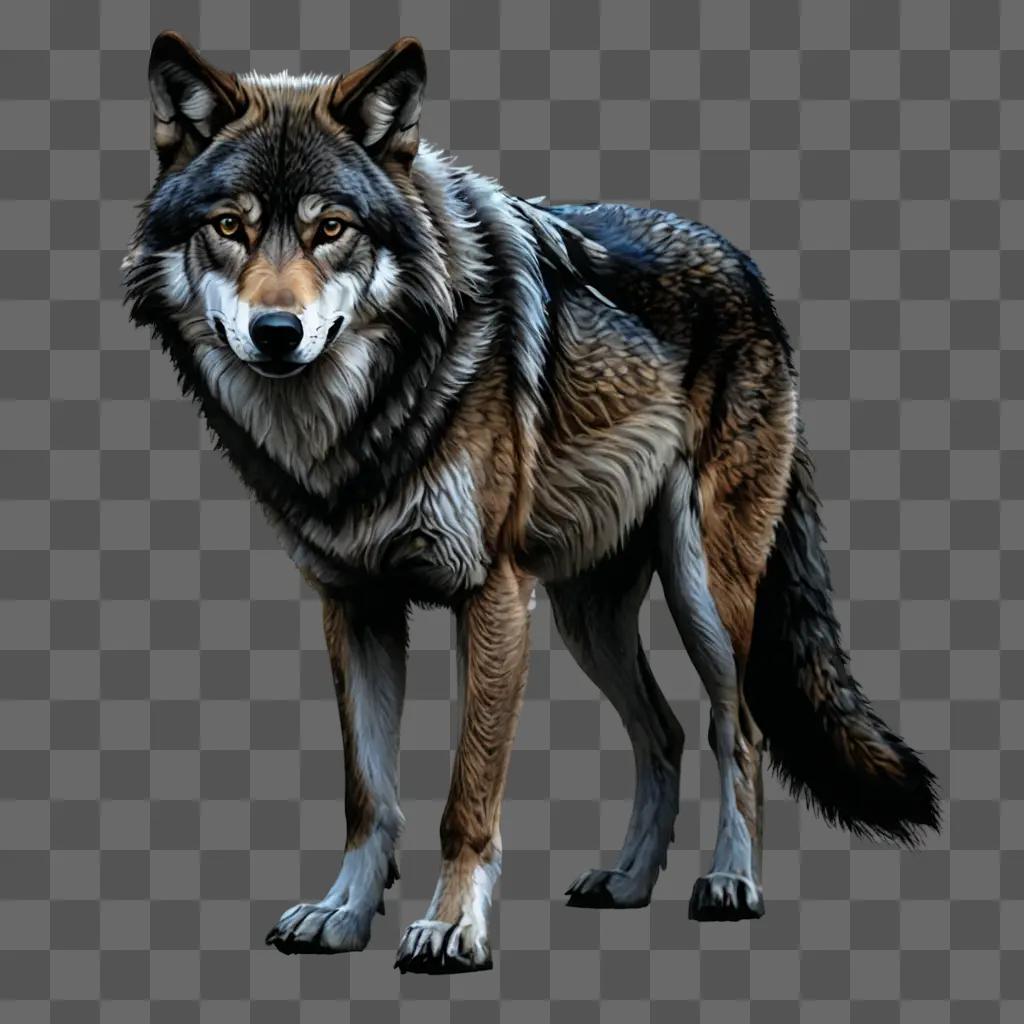 wolf drawing with colour A wolf with a black and tan coat