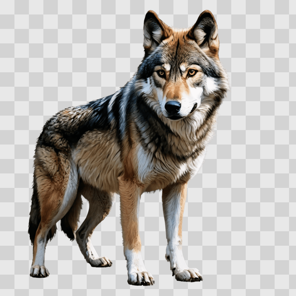 色で描かれたオオカミ オオカミは、野生の危険な捕食者として描かれることがよくあります