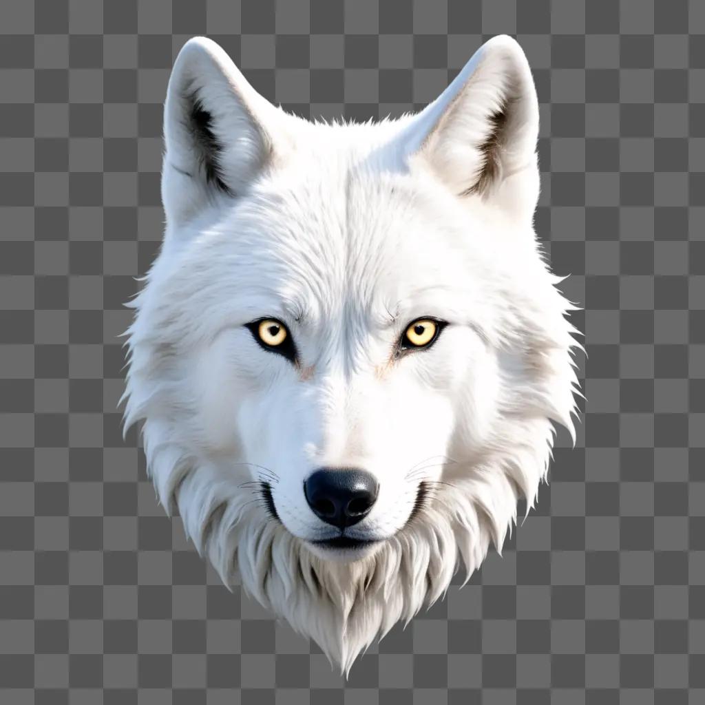 wolf face against a white background