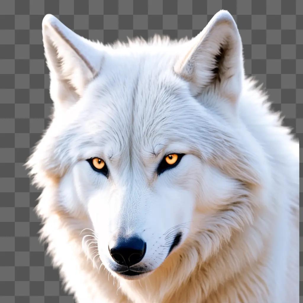 wolf face with glowing yellow eyes