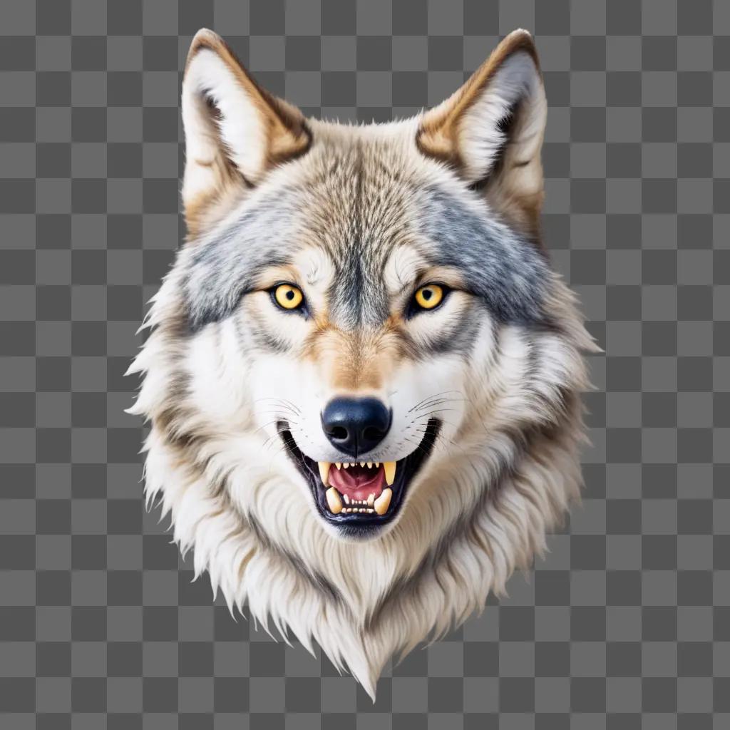 wolf head painted on a grey background